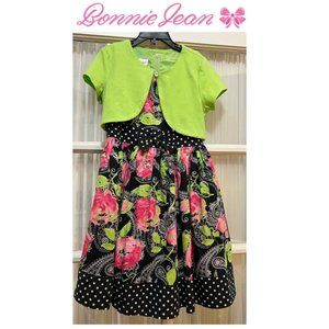 Bonnie Jean floral dress with light shrug; girls' size 8